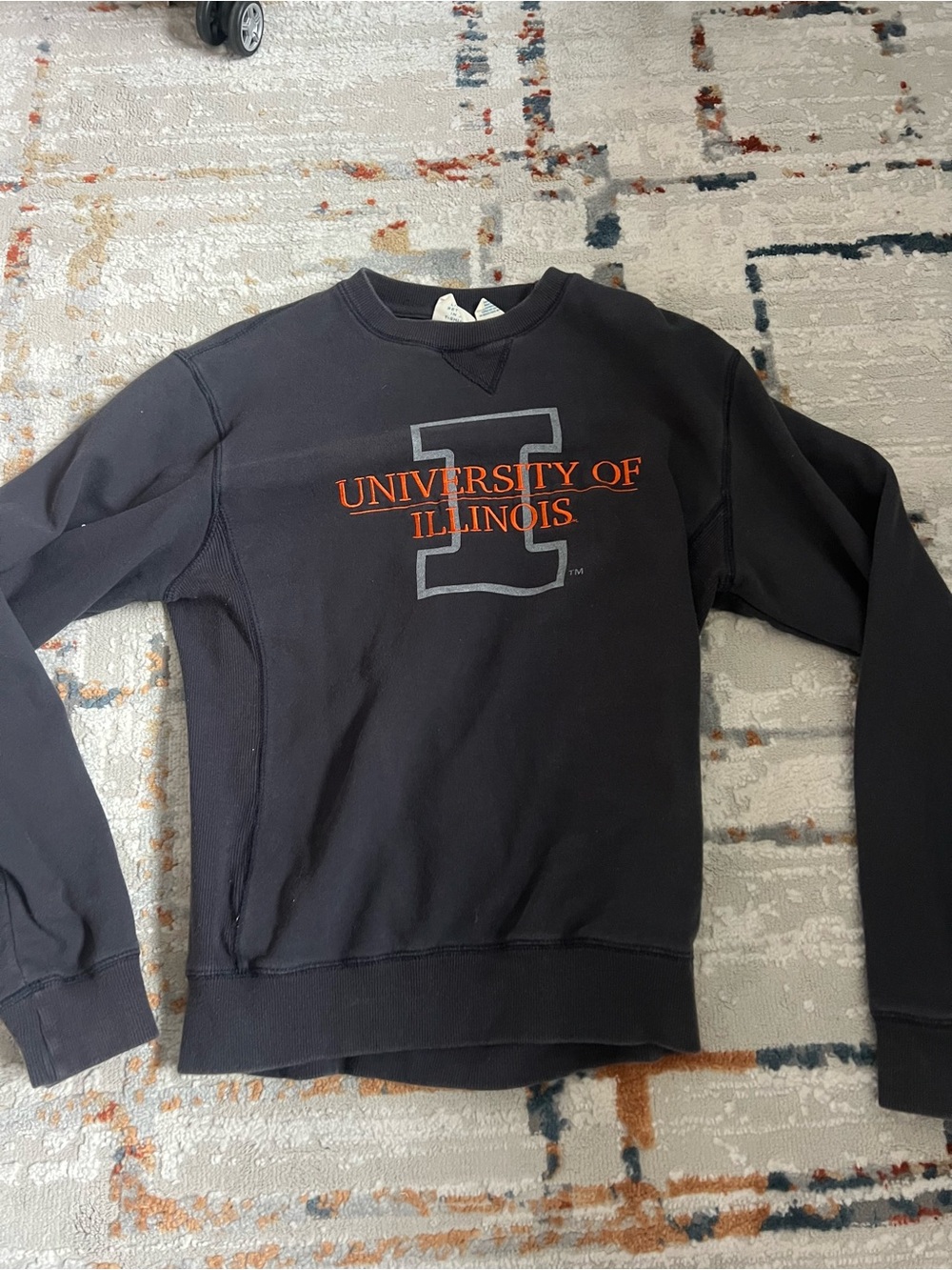 Blue 84 Black Crewneck Sweatshirt with Orange & Gray University Logo
